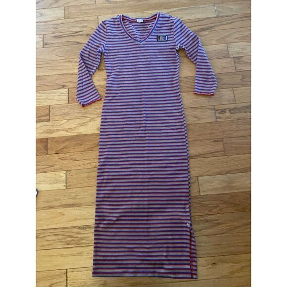 Juicy Couture womens retro Rainbow Striped Body-Con v-neck midi dress size small - Picture 1 of 10